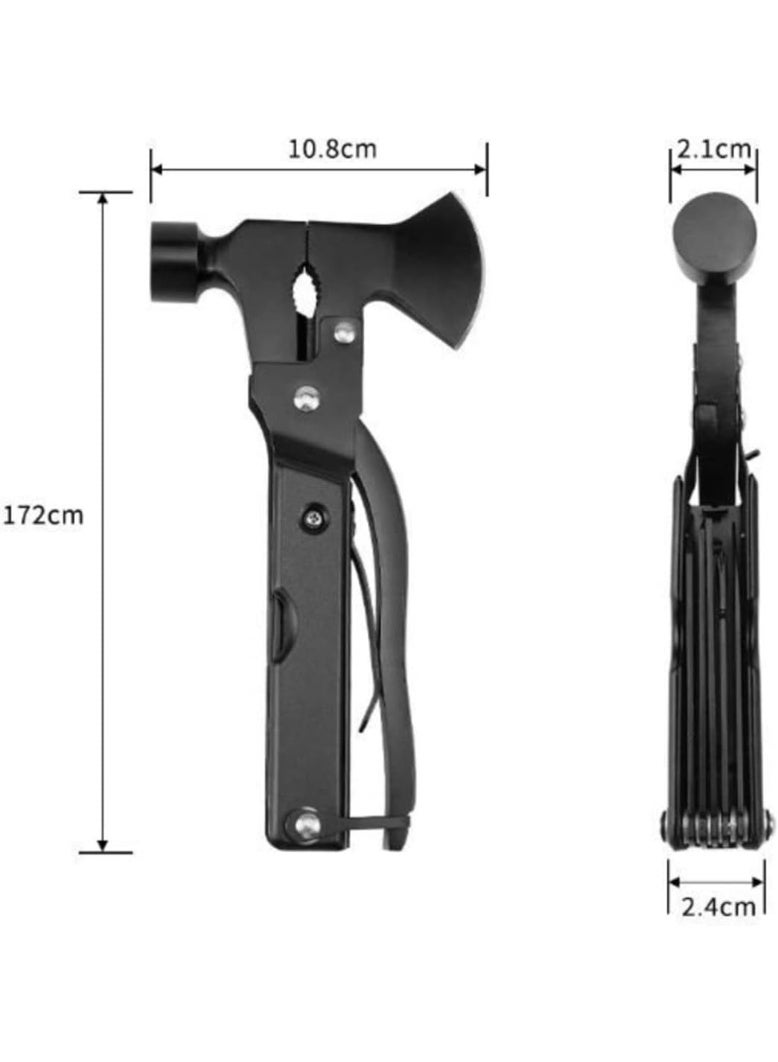 Cazadora 14 in 1 Multi Tool Survival Gear Hammer with Axe Military Grade Tactical Camping Accessories for Men and Outdoor Enthusiasts, Heavy Duty Stainless Steel 2Cr13 Blackened Multi Function Tool with Pliers, Wire Cutter, Knife, Screwdrivers, Wood Saw, Bottle Opener and Safety Lock, Compact Portable All in One Emergency Tool for Camping, Hiking, Fishing, Hunting, Backpacking, Home Repair, Car Emergency Kit, Tactical Survival Equipment with Nylon Carry Sheath, Ideal Gift for Father, Dad, Husband and Adventure Lovers in Saudi Arabia - Image 2